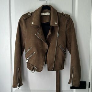 Brown Suede Zara Moto Jacket Size XS